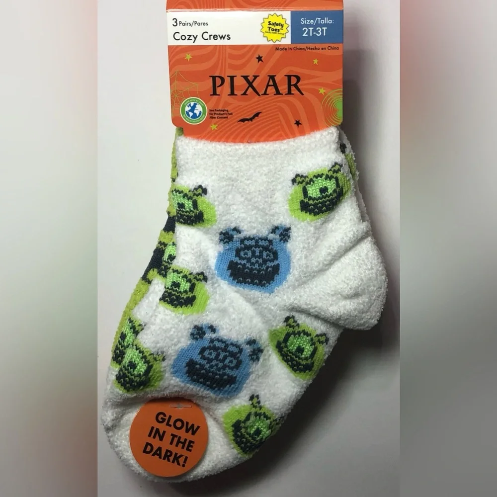 Boys Halloween Socks Cozy Quarter Pixar Character Toddler GID Girls 2T-3T